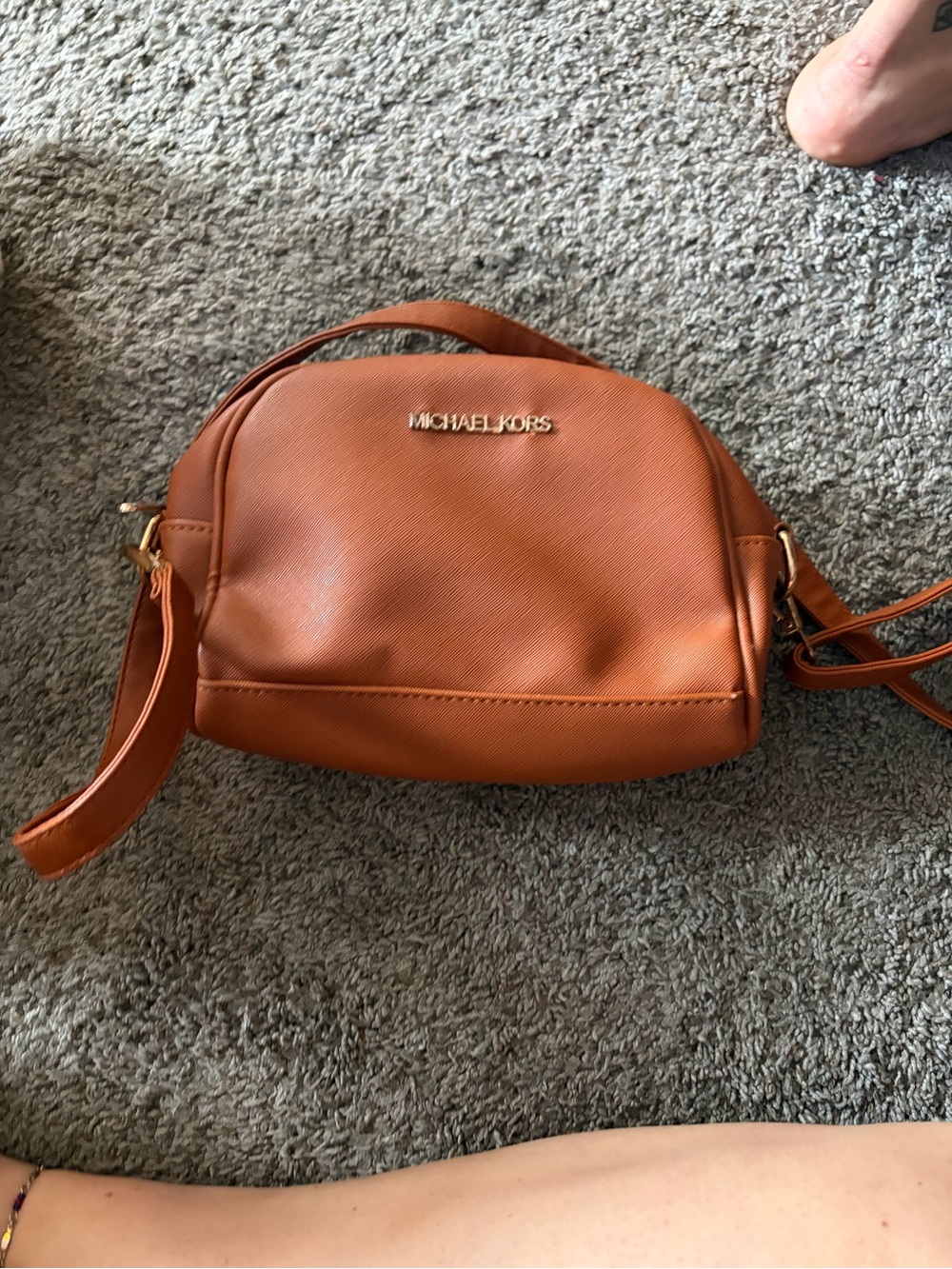 Michael Kors Caramel Brown Crossbody Bag with Gold Hardware